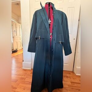 Elegant vintage Dark Teal long Trench Coat